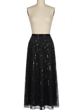 NWTs Mac Duggal R5702 Black Sequin Embellished Long Evening Skirt M